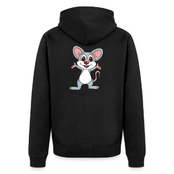 Lustige Niedliche Coole Maus - Unisex Premium Bio Zip Hoodie - Schwarz - Hinten - Nico (187cm)