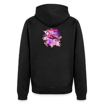 Flamingo Shirt Pink Watercolor Afrika - Unisex Premium Bio Zip Hoodie - Schwarz - Hinten - Nico (187cm)