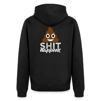 Shit happens Emoji Poo Scheiße - Unisex Premium Bio Zip Hoodie - Schwarz - Hinten - Nico (187cm)