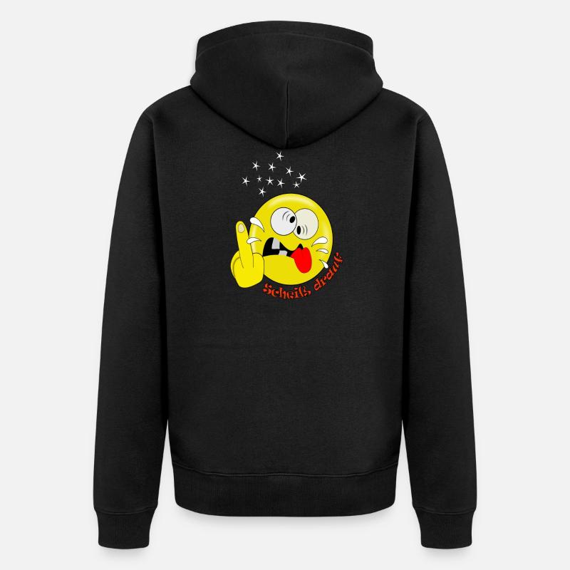 Lustig Smiley spaßig - Unisex Premium Bio Zip Hoodie - Schwarz