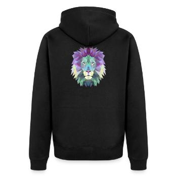 Löwe Geschenk Dreieck Polygon Löwin Raubkatze Lion - Unisex Premium Bio Zip Hoodie - Schwarz - Hinten - Nico (187cm)