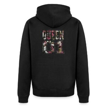 Queen 01 King Queen Paar-Liebe Rosen - Unisex Premium Bio Zip Hoodie - Schwarz - Hinten - Nico (187cm)