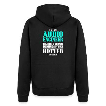 AUDIO ENGINEER - Unisex Premium Bio Zip Hoodie - Schwarz - Hinten - Nico (187cm)