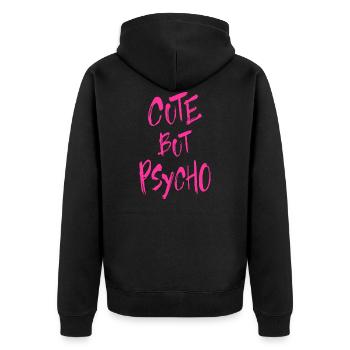 Cute Butt Psycho - Horror Motif in Pink - Unisex Premium Organic Zip Hoodie - black - Back - Nico (187cm)