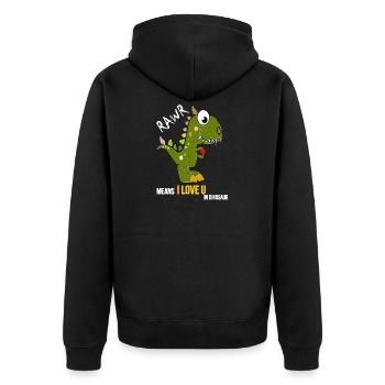 Dino love - RAWR Dinosaur Dinosaurs love - Unisex Premium Organic Zip Hoodie - black - Back - Nico (187cm)