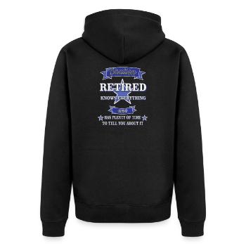 Retired retired - Unisex Premium Organic Zip Hoodie - black - Back - Nico (187cm)