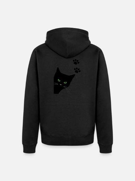 kitty's green eyes cat - Unisex Premium Organic Zip Hoodie - black