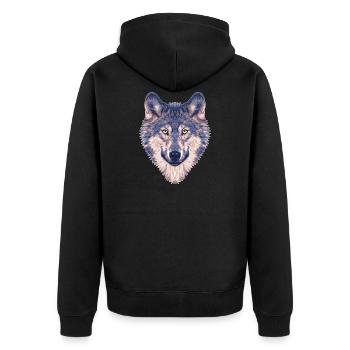 Wolf - Unisex Premium Bio Zip Hoodie - Schwarz - Hinten - Nico (187cm)