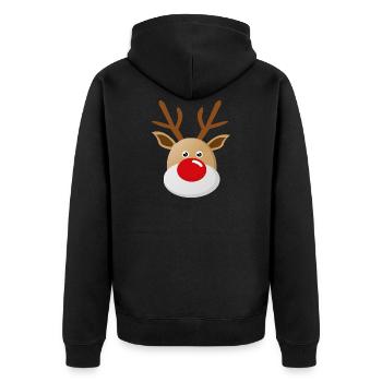 Rudolf Rentier mit der roten Nase Weihnachten - Unisex Premium Bio Zip Hoodie - Schwarz - Hinten - Nico (187cm)