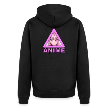 anime - Unisex Premium Organic Zip Hoodie - black - Back - Nico (187cm)
