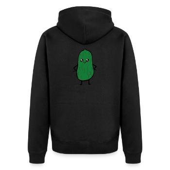 Saure Gurke - Lustig - Unisex Premium Bio Zip Hoodie - Schwarz - Hinten - Nico (187cm)