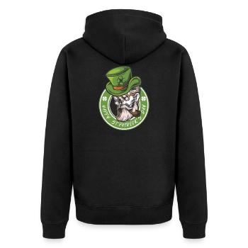 St. Patrick's Day Irisch Kleeblatt Shirt Geschenk - Unisex Premium Bio Zip Hoodie - Schwarz - Hinten - Nico (187cm)