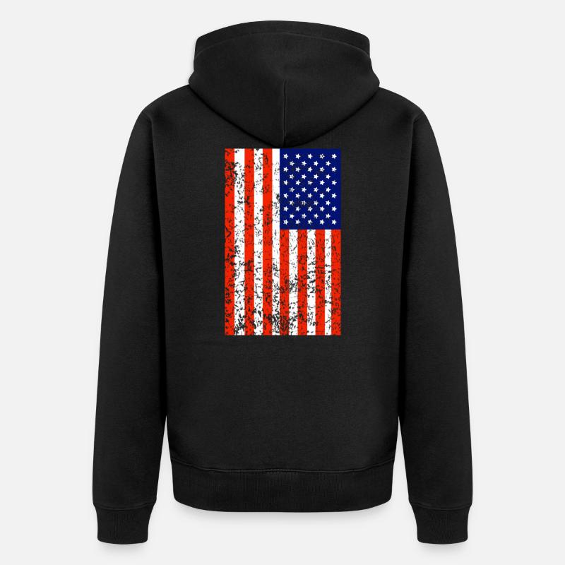 Drapeau USA - Veste à capuche bio Premium Unisexe - noir