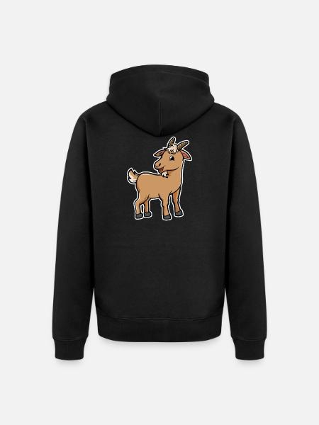 Kawaii goat - Unisex Premium Organic Zip Hoodie - black
