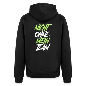 nicht ohne mein team - Unisex Premium Bio Zip Hoodie - Schwarz - Hinten - Nico (187cm)