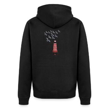 Leuchtturm - Unisex Premium Bio Zip Hoodie - Schwarz - Hinten - Nico (187cm)