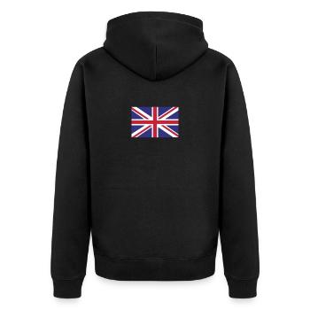 Union Jack 🇬🇧 / drapeau du Royaume-Uni - Veste à capuche bio Premium Unisexe - noir - Dos - Nico (187cm)