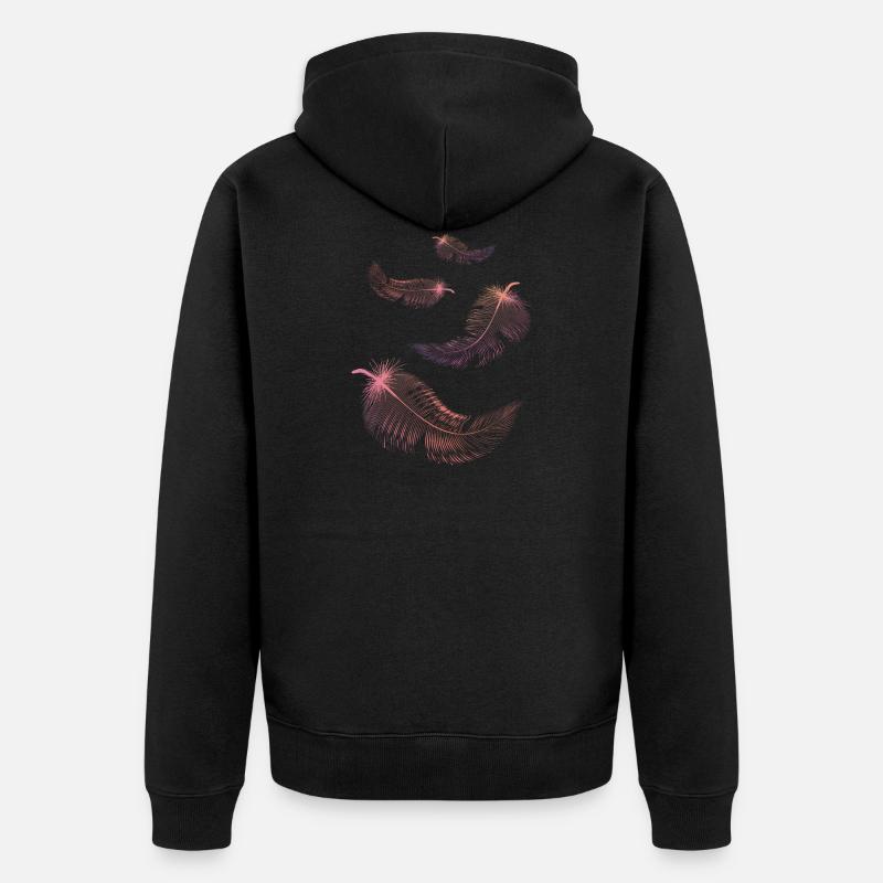 Plumes de couleurs rose et lilas - Veste à capuche bio Premium Unisexe - noir