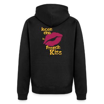 french kiss quote humor kisses - Unisex Premium Organic Zip Hoodie - black - Back - Nico (187cm)
