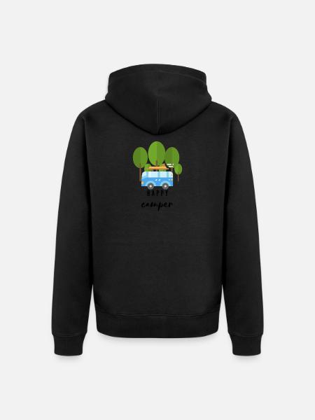 happy camper - road trip - - Unisex Premium Organic Zip Hoodie - black