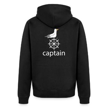 Kapitän und Möwe - Unisex Premium Bio Zip Hoodie - Schwarz - Hinten - Nico (187cm)