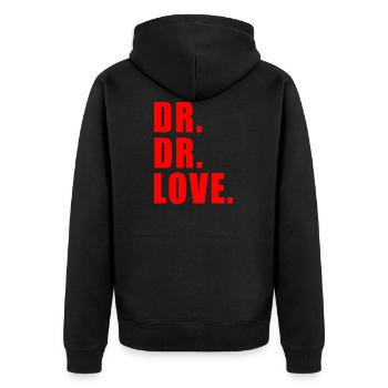 DR DR LOVE GIFT FUCKBOY LOVER REALITY TV COUPLE - Unisex Premium Organic Zip Hoodie - black - Back - Nico (187cm)