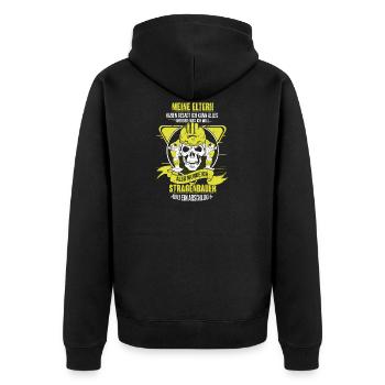 Straßenbauer Geschenk - Straßenbau Straßenbauer - Unisex Premium Bio Zip Hoodie - Schwarz - Hinten - Nico (187cm)