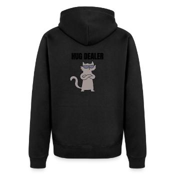 HUG DEALER CHAT - Veste à capuche bio Premium Unisexe - noir - Dos - Nico (187cm)
