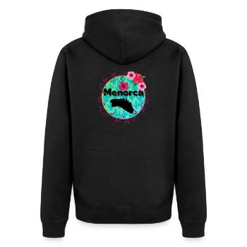 Menorca flower - Unisex Premium Bio Zip Hoodie - Schwarz - Hinten - Nico (187cm)