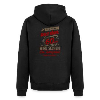 60 Geburtstag - 60er Jahre Mann Geschenk - Unisex Premium Bio Zip Hoodie - Schwarz - Hinten - Nico (187cm)