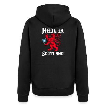 Made in Scotland - Unisex Premium Bio Zip Hoodie - Schwarz - Hinten - Nico (187cm)