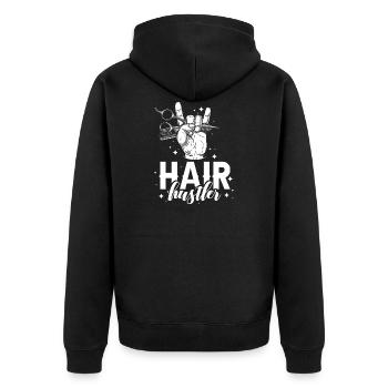 Frisör Friseur Friseurin Friseuse Frisöse Geschenk - Unisex Premium Bio Zip Hoodie - Schwarz - Hinten - Nico (187cm)