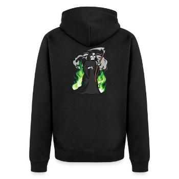 Halloween Sensenmann - Unisex Premium Bio Zip Hoodie - Schwarz - Hinten - Nico (187cm)