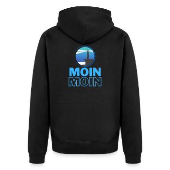 MOIN MOIN - Unisex Premium Bio Zip Hoodie - Schwarz - Hinten - Nico (187cm)
