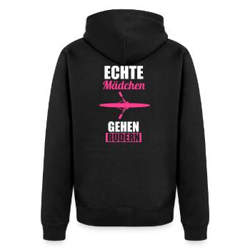 Rudern Mädchen Ruderer Ruder Geschenk - Unisex Premium Bio Zip Hoodie - Schwarz - Hinten - Nico (187cm)