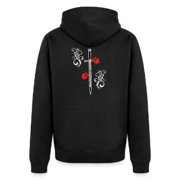 Gotisches Schwert - Unisex Premium Bio Zip Hoodie - Schwarz - Hinten - Nico (187cm)