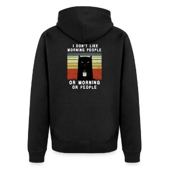 Ich hasse Morgen Menschen und Morgen und Menschen - Unisex Premium Bio Zip Hoodie - Schwarz - Hinten - Nico (187cm)
