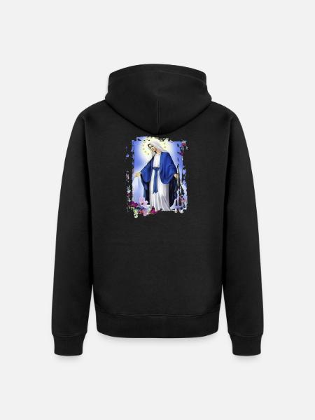 Agrifoglio Maria Maria Madonna Mariana Vergine Maria - Felpa con cappuccio ecologica premium unisex - nero