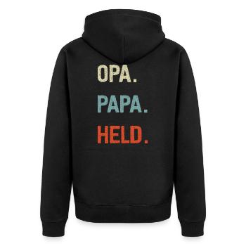 Opa Papa Held Herrentag Vatertag Idee - Unisex Premium Bio Zip Hoodie - Schwarz - Hinten - Nico (187cm)