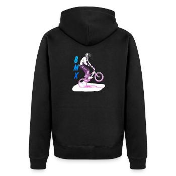 bmx - Unisex Premium Bio Zip Hoodie - Schwarz - Hinten - Nico (187cm)