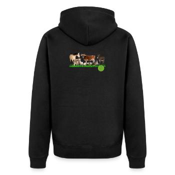 Leben achten und schützen 2 - Unisex Premium Bio Zip Hoodie - Schwarz - Hinten - Nico (187cm)