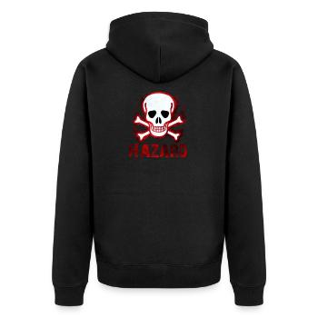 Gefahr Schädel Symbol - Unisex Premium Bio Zip Hoodie - Schwarz - Hinten - Nico (187cm)