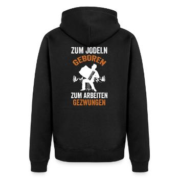 Jodler Jodeln Jodel - Unisex Premium Bio Zip Hoodie - Schwarz - Hinten - Nico (187cm)