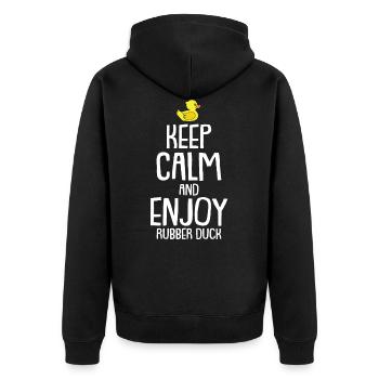 Rubber duck squeaky duck - Unisex Premium Organic Zip Hoodie - black - Back - Nico (187cm)