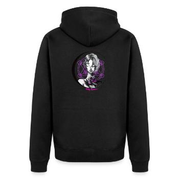 Mady Piercing - Unisex Premium Bio Zip Hoodie - Schwarz - Hinten - Nico (187cm)