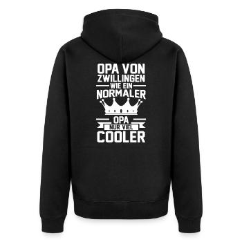 Opa Zwillinge Großvater Geschenk - Unisex Premium Bio Zip Hoodie - Schwarz - Hinten - Nico (187cm)