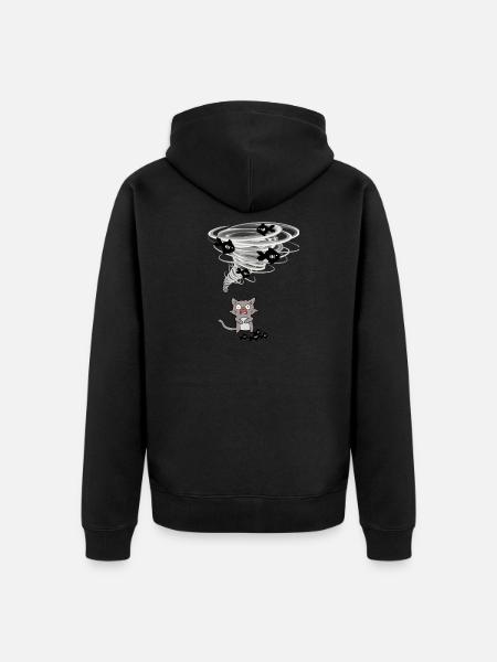 Tornado takes cat fish - Unisex Premium Organic Zip Hoodie - black