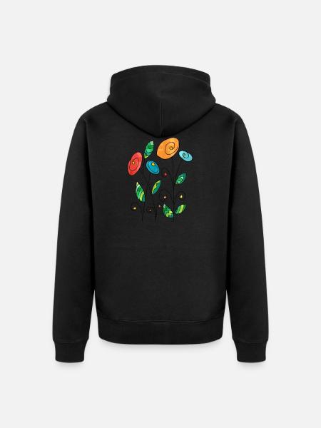 Flowers - Unisex Premium Organic Zip Hoodie - black