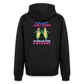 Crazy Aunticorn Like A Normal Aunt More Awesome - Unisex Premium Organic Zip Hoodie - black - Back - Nico (187cm)
