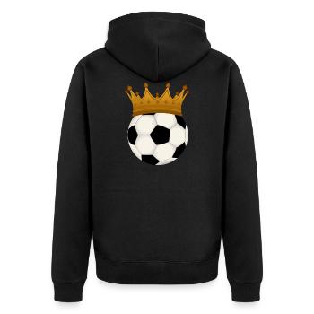 Fußball mit Krone – Fußball der König des Sports - Unisex Premium Bio Zip Hoodie - Schwarz - Hinten - Nico (187cm)